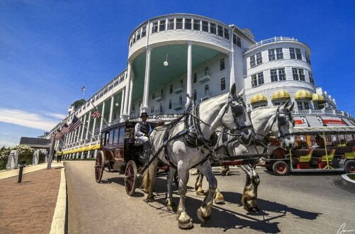 Mackinaw Island Horses Canvas Wrap